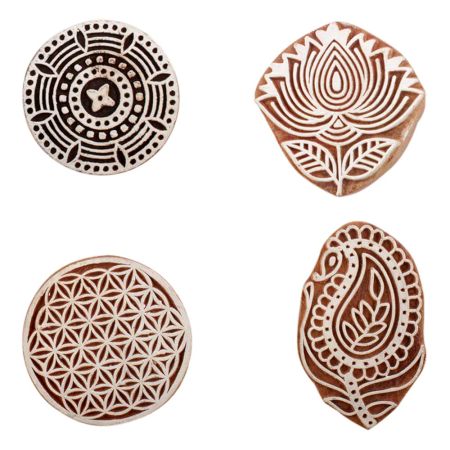 Set of 4 Piece New Mix Wooden Printing Block